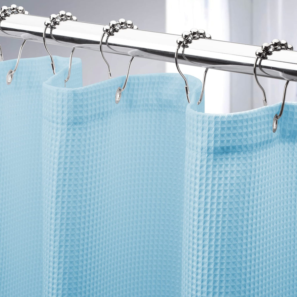 AmazerBath Extra Long Shower Curtain 96 Inches Long, Waffle Shower Curtain White Extra Long, Fabric Shower Curtains for Bathroom, Heavy Duty 240G Waffle Textured, 72x96 Inches