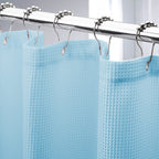 AmazerBath Short Shower Curtain 72x65 Inches, White Shower Curtain Waffle Textured, Heavy Duty 240GSM, Fabric Shower Curtain, Hotel Quality Bathroom Shower Curtains, Thick and Heavy