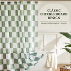 Ohocut Checkered Shower Curtain, Sage Green Shower Curtains for Bathroom, Cute Retro Checkboard Shower Curtain Vintage Aesthetic, Washable Fabric Bath Curtain 72''x72''