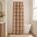 White Ruffle Shower Curtain for Bathroom,72 x 72 Inches, Farmhouse Style