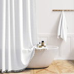 BTTN Sage Green Boho Farmhouse Linen Heavy Duty Shower Curtain Set, 72x72