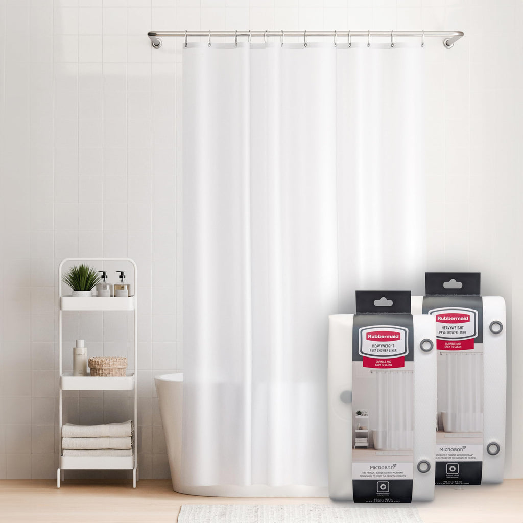 Rubbermaid Frosty Shower Curtain Liner, Waterproof Heavyweight 8g PEVA Shower Liner for Bathroom, with Weighted Magnets and Rustproof Charcoal Gray Grommets, 70x72, Standard Size, Frosty