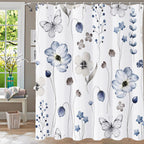 Shower Curtain Blue Eucalyptus Shower Curtains for Bathroom, Watercolor Leaf Shower Curtain Sets Waterproof Plant Shower Curtain Leaves Fabric Cloth Bathroom Curtains 72x72 inch with Hooks