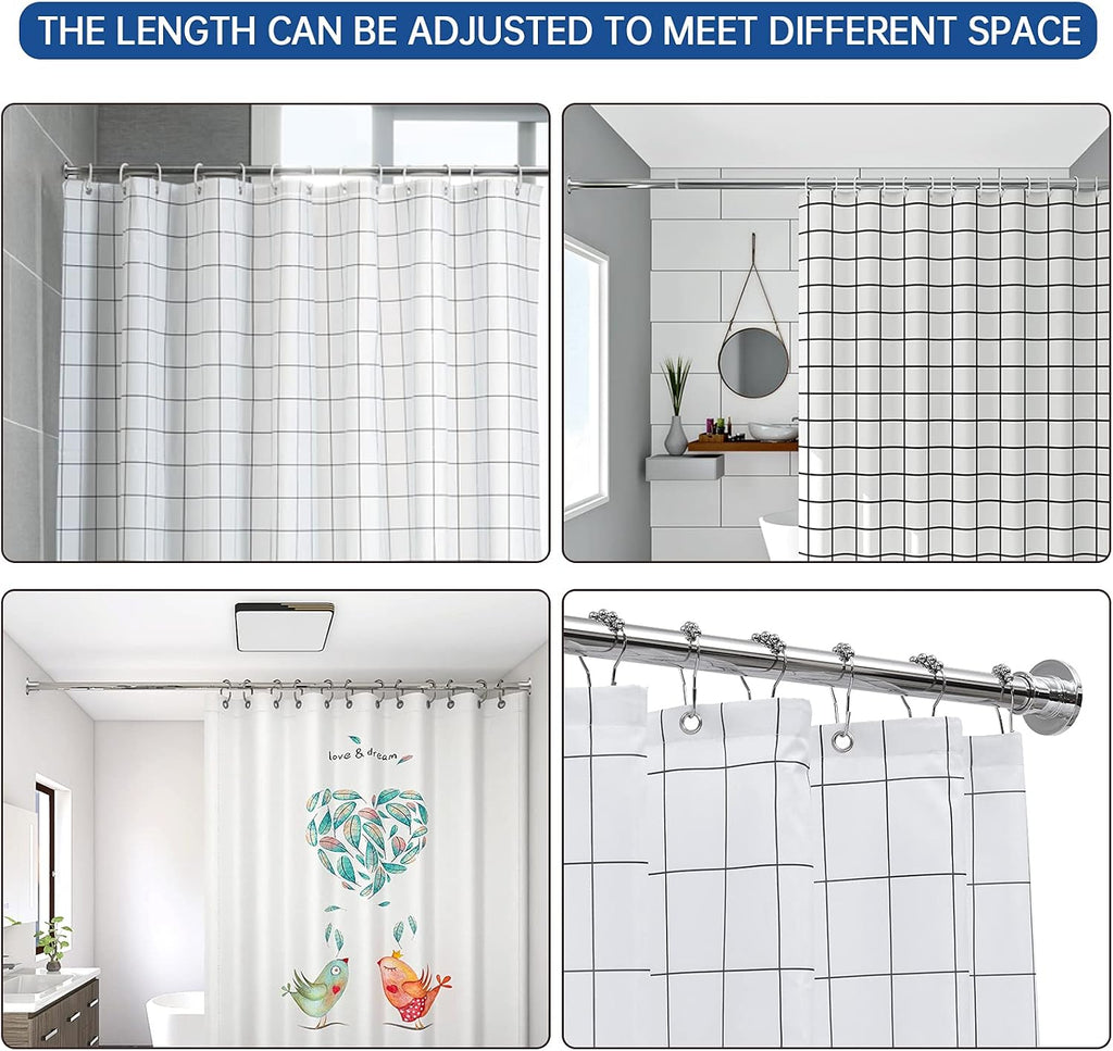 BRIOFOX Industrial Shower Curtain Rod - Rustproof Non-Slip 43-72 Inch 304 Stainless Steel Tension Curtain Rod for Window or Bathroom, Chrome