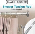 BLACK+DECKER Tension Shower Curtain Rod 42-72 Inch – Drill-Free Adjustable Curtain Rod, Rust-Resistant Stainless Steel Tension Curtain Rod for Shower, Bathroom, Window, Closet – 35 lb Capacity
