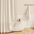 BTTN Sage Green Boho Farmhouse Linen Heavy Duty Shower Curtain Set, 72x72
