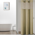 Colorful Star Sage Green No Hook Waffle Shower Curtain Set, 72 x 75 Inch