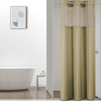 Colorful Star Sage Green No Hook Waffle Shower Curtain Set, 72 x 75 Inch