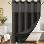 WONICY Hook-Free Shower Curtain with Snap-in Liner, Cream, 71 x 74
