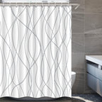 Striped Shower Curtain for Bathroom, Grey White, 72" W x 72" L