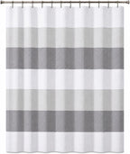 Dainty Home Ombre Waffle Weave Shower Curtain 70 x 72 Grey Textured Fabric Shower Curtain, Hotel Style Waffle Weave Bathroom Curtain, Water Resistant Polyester Ombre Shower Curtain