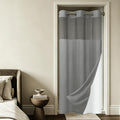 SORTTO Ringless Slub Shower Curtain with Snap in Liner, 71x74, Black