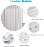 AmazerBath Extra Long Shower Curtain 96 Inches Long, Waffle Shower Curtain White Extra Long, Fabric Shower Curtains for Bathroom, Heavy Duty 240G Waffle Textured, 72x96 Inches