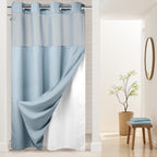 River Dream Heavyweight Waffle No Hook Shower Curtain with Liner,Gray,71x74