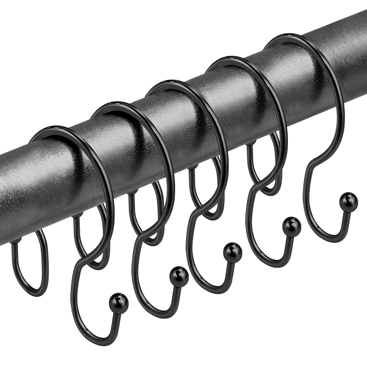 Shower Curtain Hooks Rings - ELWEY Double Shower Curtain Hooks Rust Proof