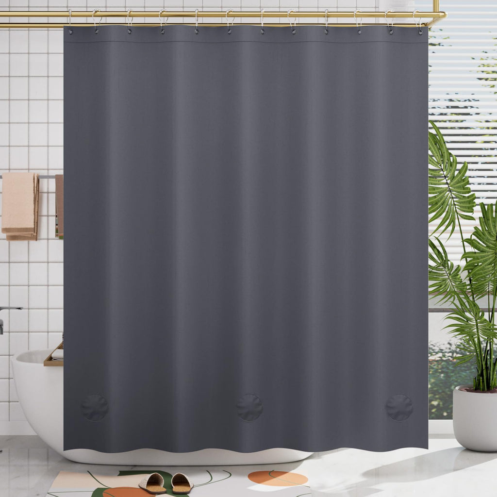 AmazerBath Black Shower Curtain Liner Plastic, Thick PEVA Shower Curtain Black, Dark Shower Liner Heavy Duty 8G, Black Bathroom Curtain Waterproof with 3 Weighted Stones and 12 Grommets, 72x72 Inches