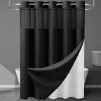 256GSM Heavyweight Ringless Waffle Shower Curtain with Liner, 71x74, White