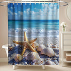 Nautical Green Sea Turtles Beach Theme Fabric Shower Curtain Sets Bathroom Blue Ocean Decor with Grommets and Hooks - 72 x 72 Inch Teal