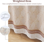 Fabric Shower Curtain, Narrow Width Beige Brown Stripe Waterproof Curtain for Tub or Stall，54" W x 72" H