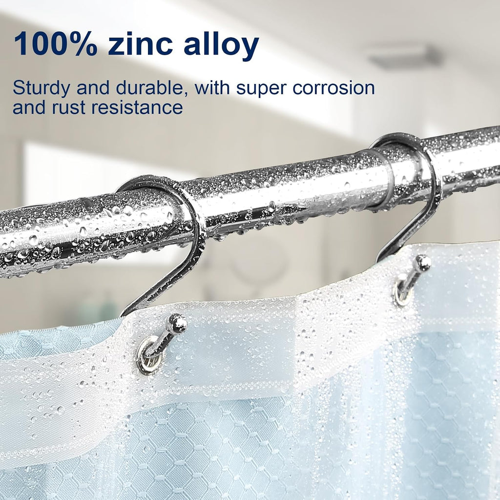 Gidse Metal Shower Curtain Hooks, Set of 12, Rust Proof Shower Curtain Hooks Rings, Durable S Shaped Hooks Hangers for Shower Curtains, Kitchen Utensils, Clothes, Towels (Chrome)
