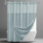 SORTTO Ringless Waffle Shower Curtain with Snap in Liner Set, 71x74, White