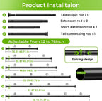 Shower Curtain Rod 32-76 Inch Tension Rods No Drilling, Black