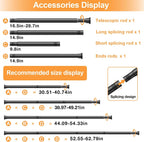 2Pack Tension Curtain Rod 30 to 62Inch, Black Spring Tension Rod Adjustable Shower Curtain Rods No Drilling Expandable Spring Curtain Rods for Windows,Doorway,Bathroom,Closet,7/8" Diameter