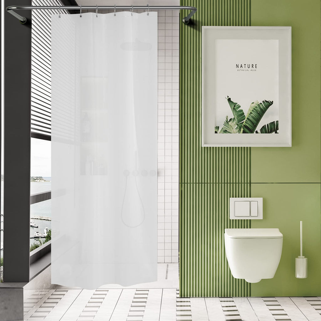 AmazerBath Black Shower Curtain Liner Plastic, Thick PEVA Shower Curtain Black, Dark Shower Liner Heavy Duty 8G, Black Bathroom Curtain Waterproof with 3 Weighted Stones and 12 Grommets, 72x72 Inches
