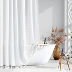 Dynamene Boho Farmhouse Fabric Shower Curtain Tufted Chevron 72"x72" Black