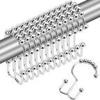 Gidse Shower Curtain Hooks,Sturdy Stainless Steel Double Sided Shower Hooks Rings for Bathroom Shower Curtain Rods Curtains Set of 12 Hooks - Nickel
