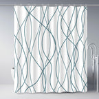 Striped Shower Curtain for Bathroom, Grey White, 72" W x 72" L