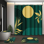 Bathroom Sets with Shower Curtain and Rugs, Set of 4 Geometric Boho