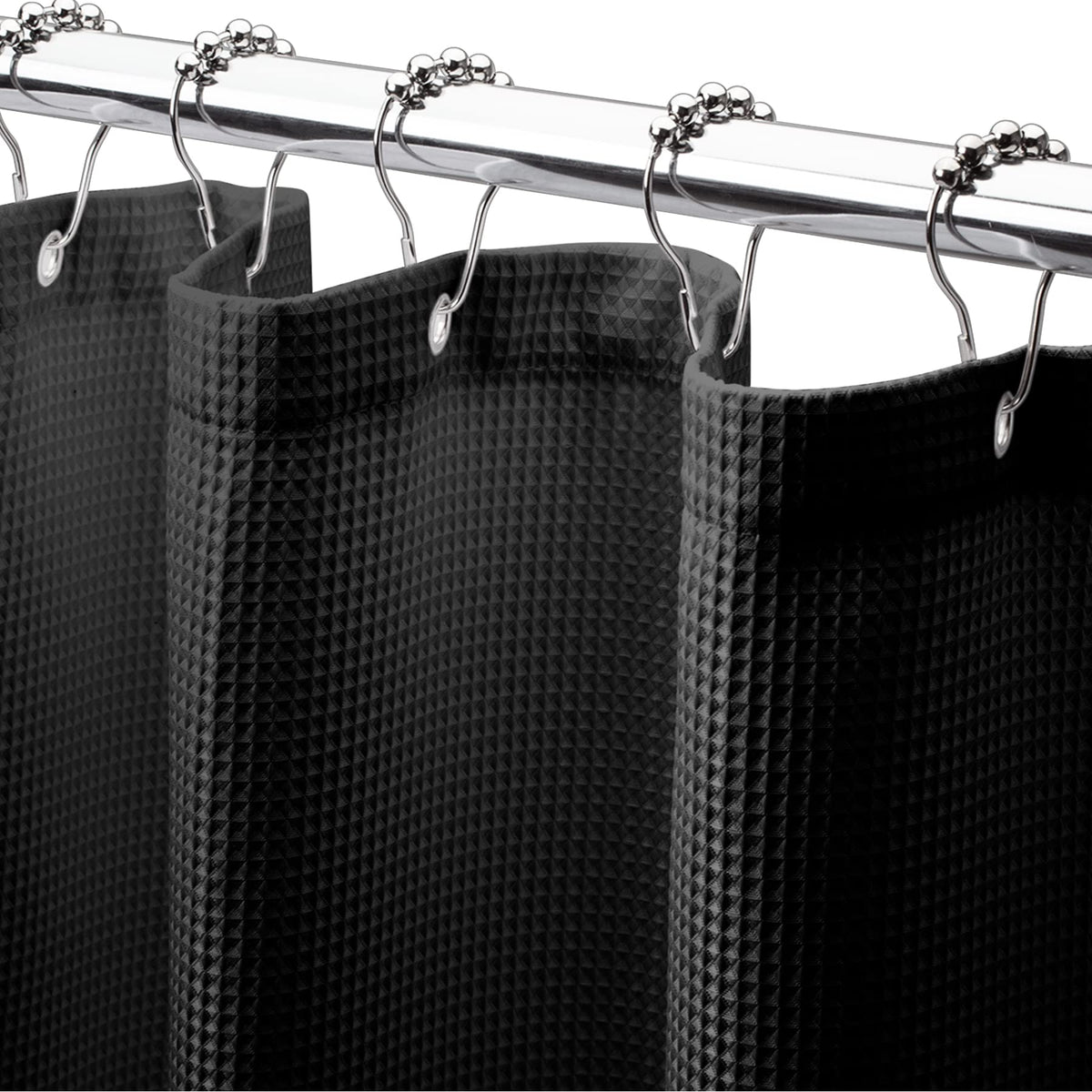 AmazerBath Extra Long Shower Curtain 96 Inches Long, Waffle Shower Curtain White Extra Long, Fabric Shower Curtains for Bathroom, Heavy Duty 240G Waffle Textured, 72x96 Inches
