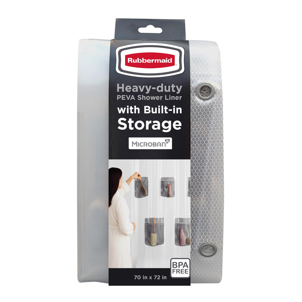 Rubbermaid Frosty Shower Curtain Liner, Waterproof Heavyweight 8g PEVA Shower Liner for Bathroom, with Weighted Magnets and Rustproof Charcoal Gray Grommets, 70x72, Standard Size, Frosty