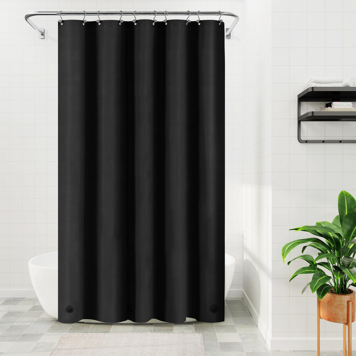 Barossa Design 48 inch Wide Stall Shower Curtain Liner with Magnets, Clear