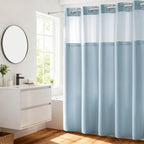 RiverDream Heavyweight Waffle No Hook Shower Curtain with Liner,White,71x74