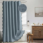 MIULEE 72"x84" Extra Long Scalloped Linen Shower Curtain Cream Beige
