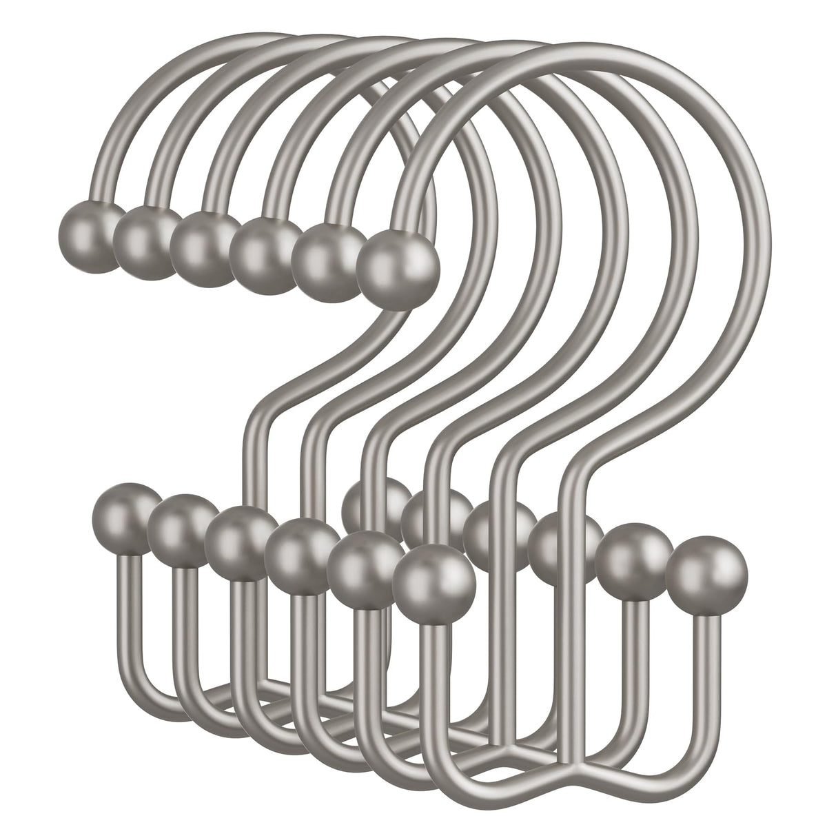 Amazer Gold Shower Curtain Hooks, 12PCS Minimalist Simple Double Shower Curtain Rings, Rust-Resistant Metal Shower Hooks Shower Curtain Hangers, Shower Rings for Bathroom Shower Rods Curtains
