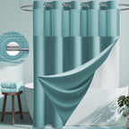 Dynamene Ringless Waffle Weave Fabric Shower Curtain Set, Black, 72"x75"