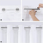 No Hook Weave Fabric Shower Curtain with Snap-in Liner White,72x74