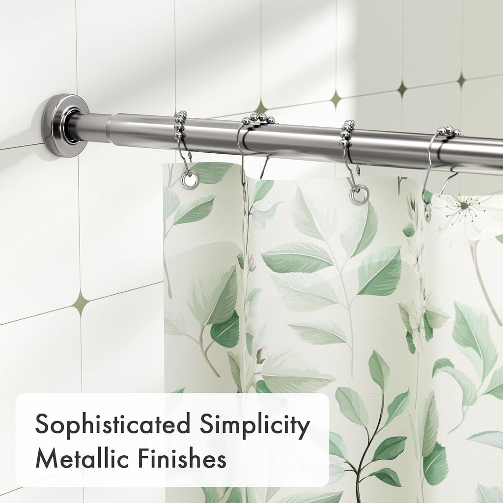 AmazerBath Nickel Spring Tension Shower Curtain Rod 31-75 Inches, 1 Inch Diameter Heavy Duty Tension Rod Rust Proof Bathroom Curtain Rod, Adjustable No Drill Easy Segmented Installation