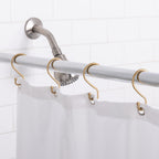Bath Bliss 12 Pack S-Hook Shower Curtain Rings | Bathroom | Metal S Shaped Hooks | Easy Glide | Easy to Install | Hang Mugs, Pans, Towels | Satin Gold