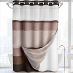 No Hook Shower Curtain with Liner Set Hotel Waffle Curtain White 72W X 75L