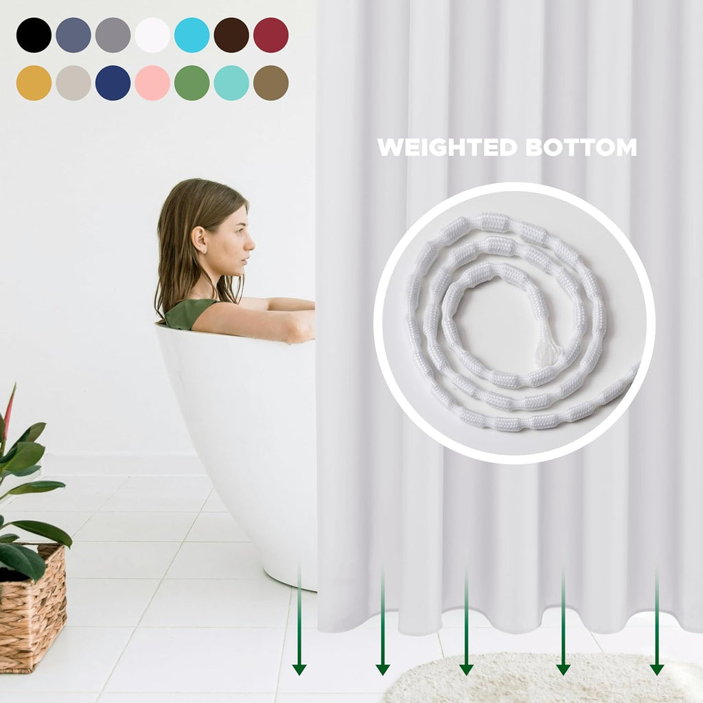 Fabric Shower Curtain Liner 60x72 Inch-White Standard Size Shower Liners