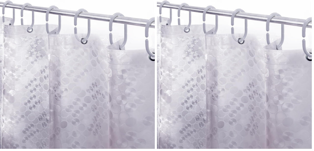 LiBa White Fabric Shower Curtain 72x72 Waterproof Heavy Duty Liner
