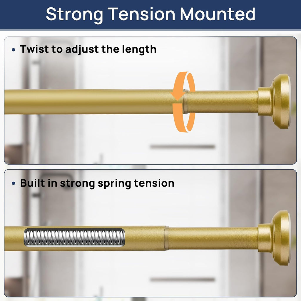 ENJOYBASICS 1" Gold Shower Curtain Rod, 30-76" Adjustable, Secure Tension