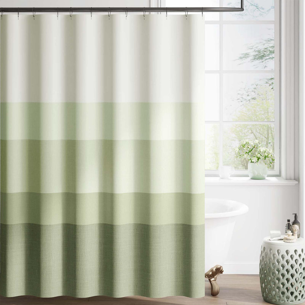 jinchan Ombre Ocean Blue Shower Curtain for Bathroom 70x72 Inch 12 Hooks