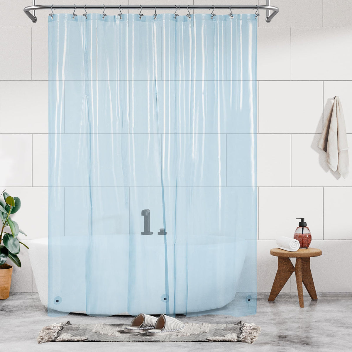 Barossa Design 48 inch Wide Stall Shower Curtain Liner with Magnets, Clear