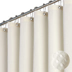 Dynamene Waffle Shower Curtain 256 GSM Heavy Duty Fabric 72x72 Beige/Khaki
