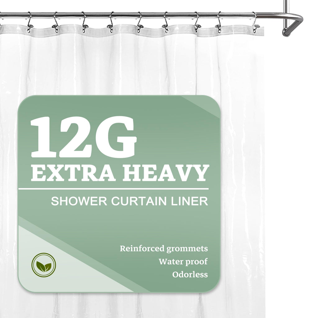 Barossa Design 48 inch Wide Stall Shower Curtain Liner with Magnets, Clear